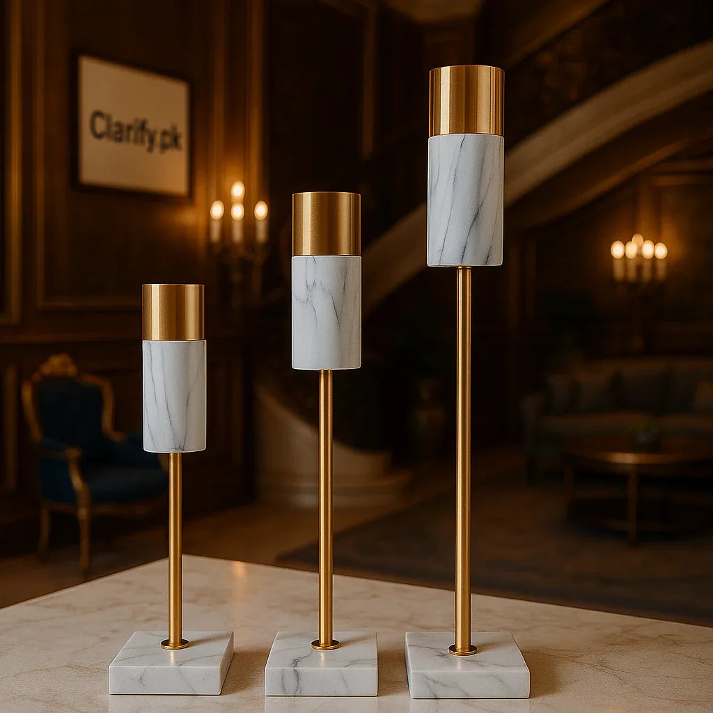 3pcs Marble Shade Candle Set – Elegant Home Décor - Clarify.pk