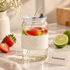 Aesthetic Color Glass Sipper with Straw (Random Color)