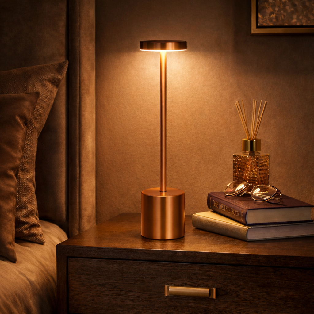 Rechargeable Alloy LED Table Lamp – 3-Color Touch Light Clarify.pk