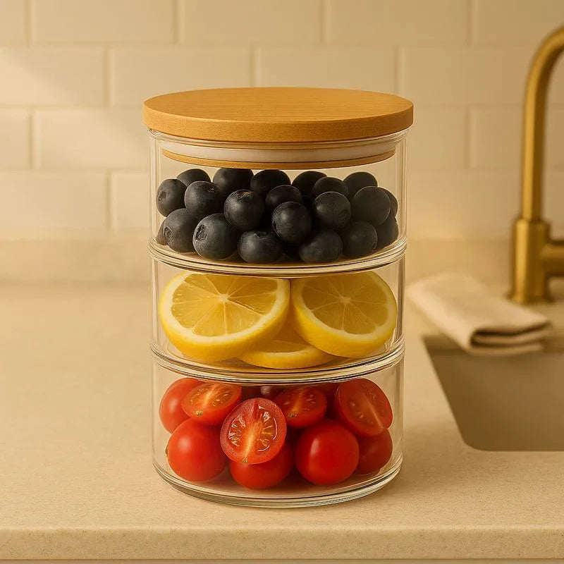 3-Layer Glass Food Container – Airtight Meal Storage - Clarify.pk