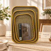 Antique Gold Basket-Weave 3-Piece Tray Set