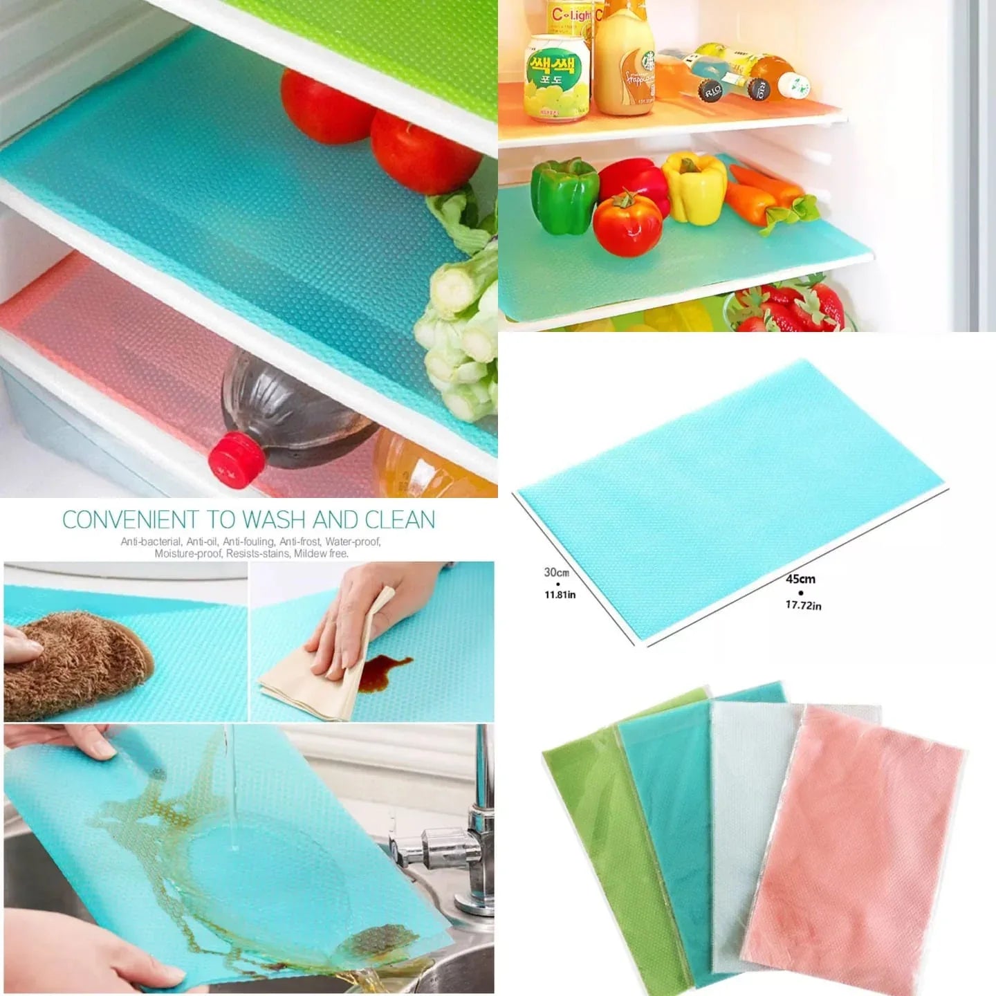 Antislip Fridge Mats – Pack of 4pcs Refrigerator Liners - Clarify.pk