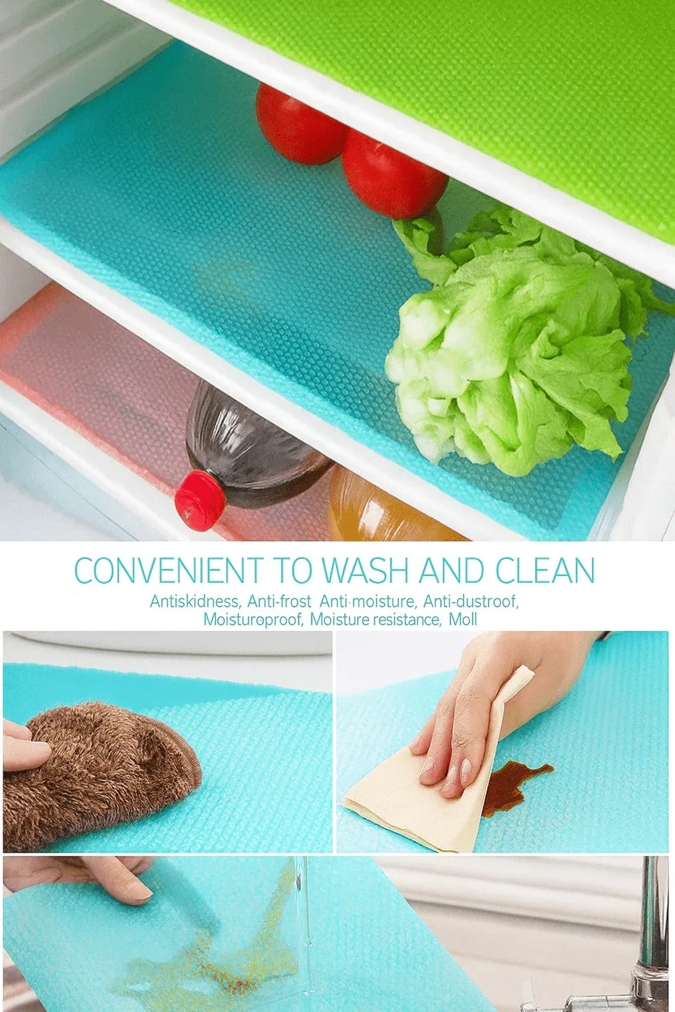 Antislip Fridge Mats – Pack of 4pcs Refrigerator Liners