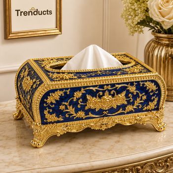 Blue and gold Royal Arch floral tissue box Style 1