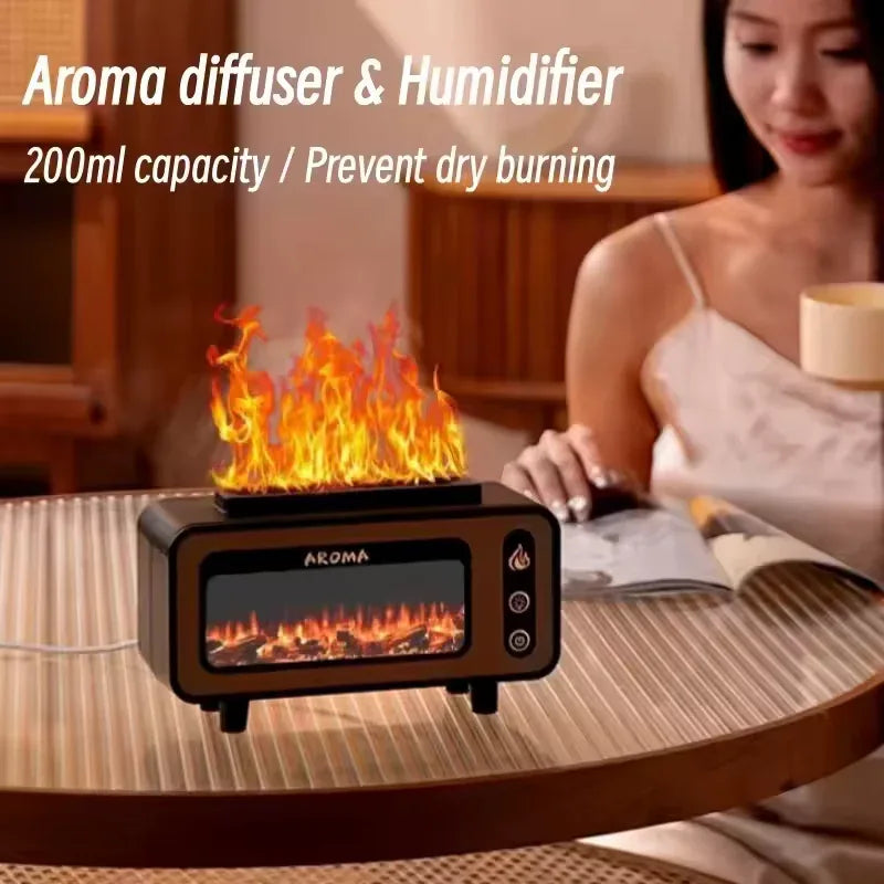 Fireplace Flame Diffuser Humidifier with Light Effects - Clarify.pk