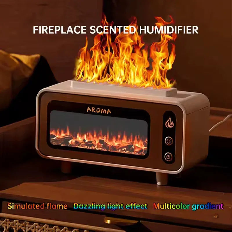 Fireplace Humidifiers Fireplace Flame Diffuser Humidifier with Simulated Flame | Trenducts.pk