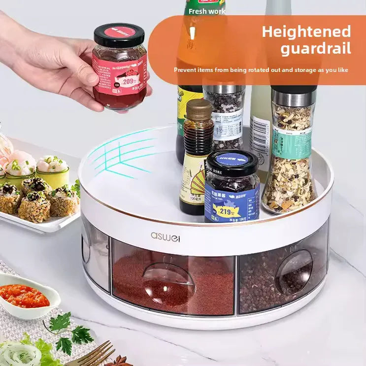 Rotating Kitchen Spice Rack with Drawers - Clarify.pk