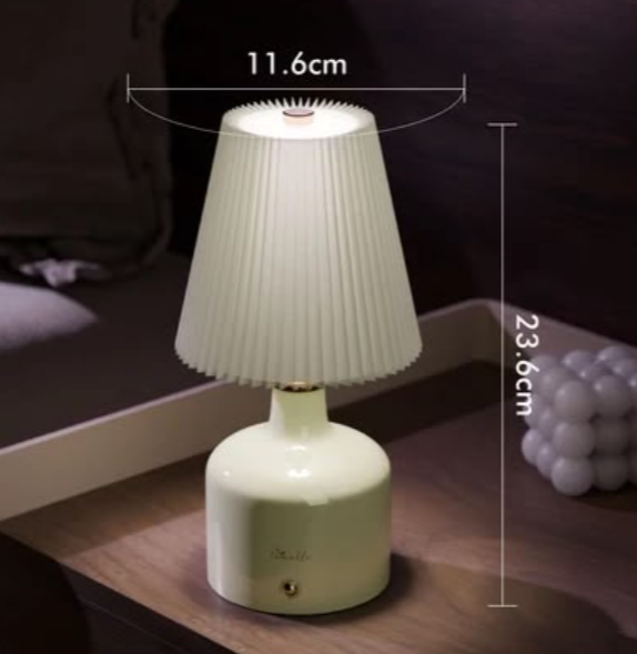 Aurora Pleated Ceramic Table Lamp with 3 Light Modes