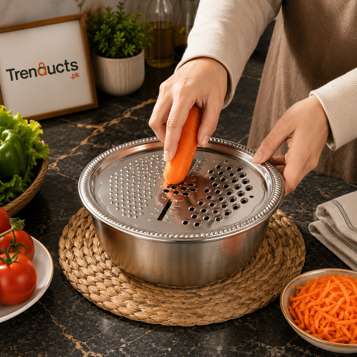 3-in-1 Multifunctional Stainless Steel Colander with Grater