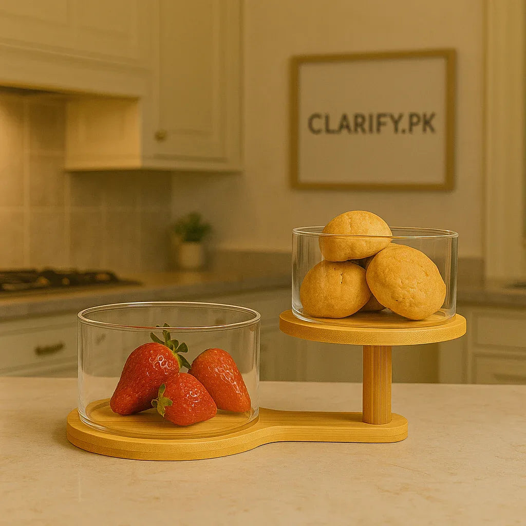 Luxury 2-Tier Glass Container Set – Modern Kitchen Storage Rack - Clarify.pk