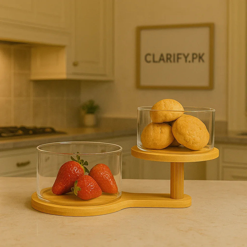 Luxury 2-Tier Glass Container Set – Modern Kitchen Storage Rack - Clarify.pk