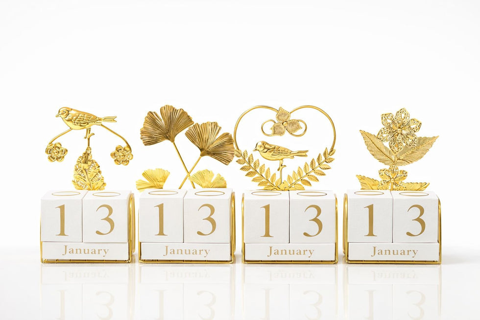 Golden Bloom Perpetual Calendar – Artisanal Tabletop Series (each) ZZ