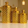 Arabian Style Glass Storage Jar – Golden Lid Food Container (3 pcs set) - Clarify.pk