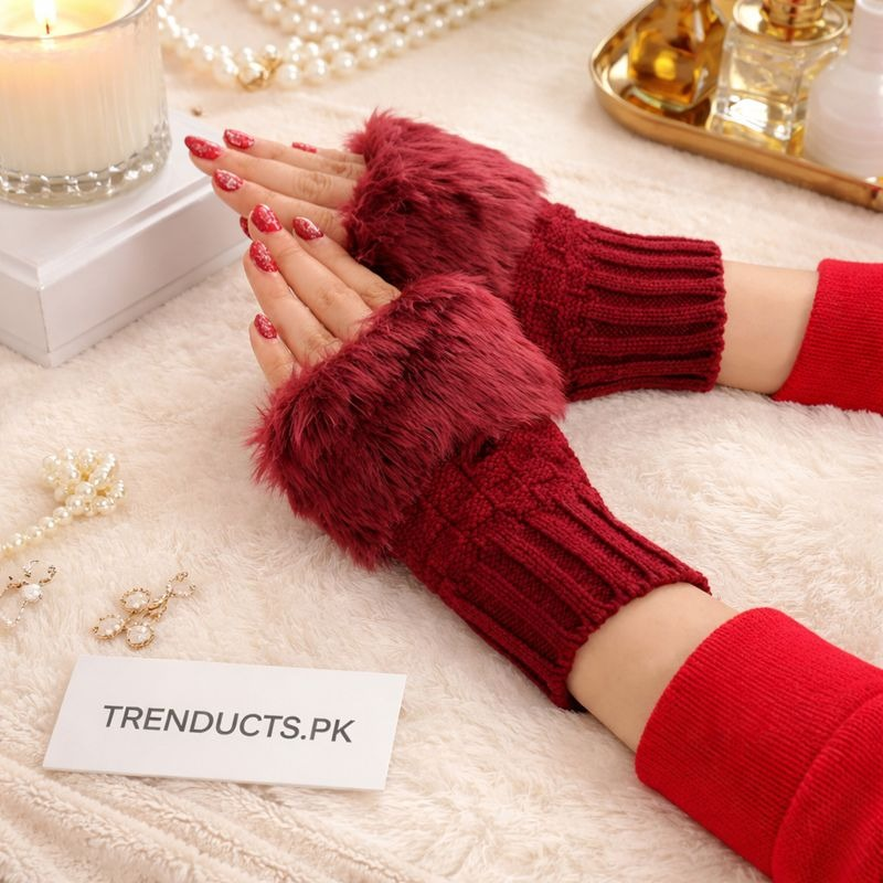 Korean Fur Wool Hand Gloves – Winter Warm