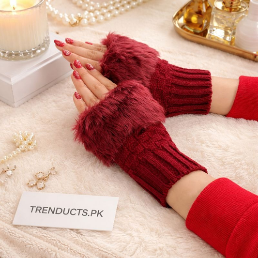 Korean Fur Wool Hand Gloves – Winter Warm