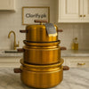 3-Piece Gold Non-Stick Cookware Set – Elegant Design - Clarify.pk
