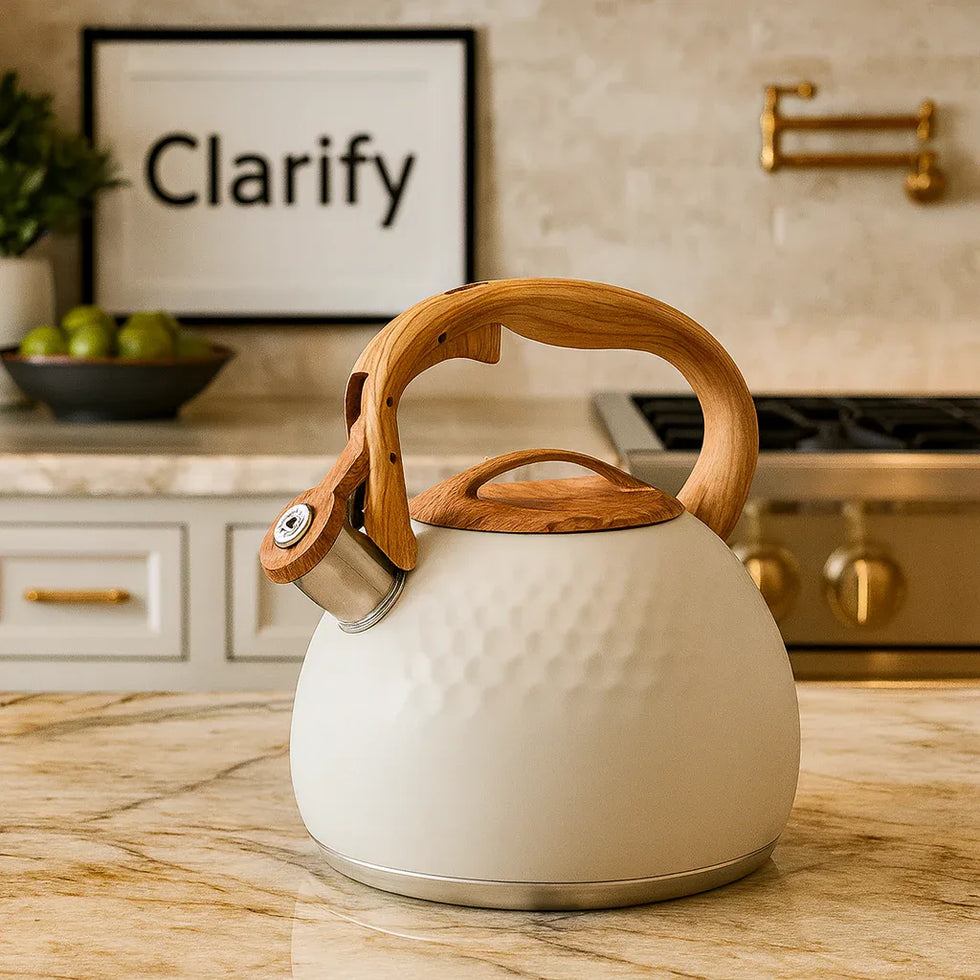 HausRoland Enamel White Textured Tea Kettle – 3.0L - Clarify.pk