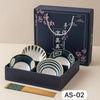 Japanese Ceramic Bowl Set of 4 with Chopsticks – Oriental Blue Blossom Print - Clarify.pk