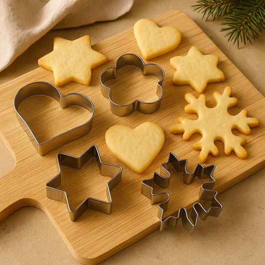 12pcs Stainless Steel Cookie Cutter Set – Star, Heart, Round & Flower - Clarify.pk