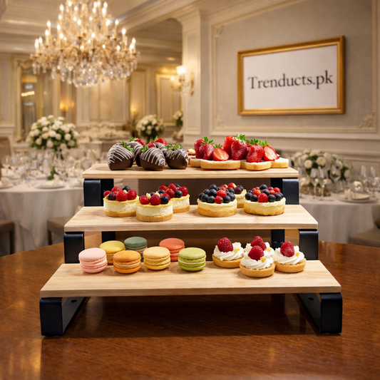 3-Tier Wooden Display Stand for Kitchen & Serving