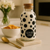 Polka Dot Glass Jar with Cork Top – Stylish Decorative Storage Bottle - Clarify.pk