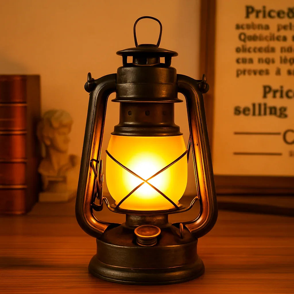 Vintage Kerosene Lamp – European Windbreak Metal & Glass Portable Light - Clarify.pk
