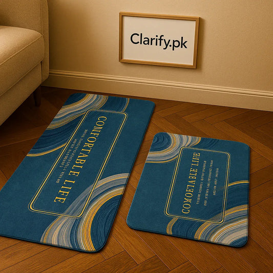 Comfort Life Blue Kitchen Mat – 2-Piece Anti-Slip Set - Clarify.pk