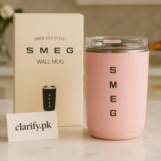 Pastel Pink SMEG Insulated Mug – Luxury Travel Cup - Clarify.pk