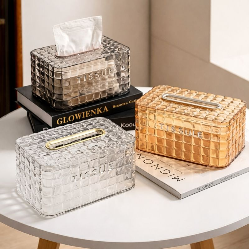 Luxury Acrylic Tissue Box – Crystal-Style Decorative Tissue Holder (Random color)