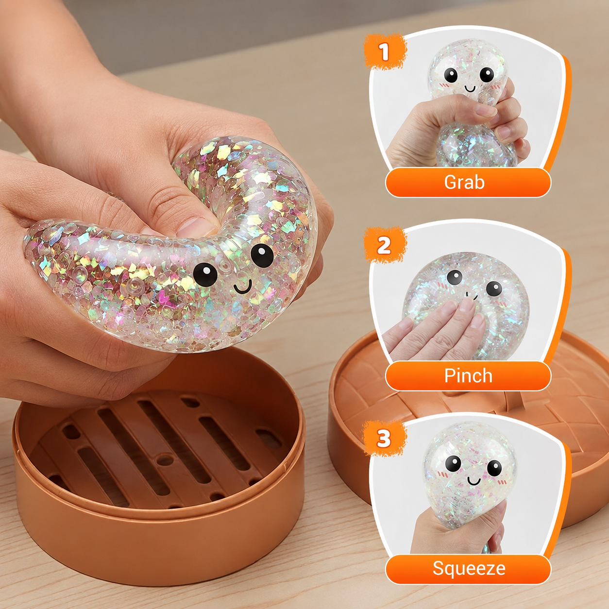 Glitter Orbeez Squishy Dumpling Toy