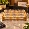 6-Glass Bamboo Holder Stand for Serving & Display