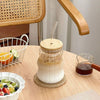 Premum Bamboo Lid Glass Mug with Straw - Eco-Friendly Drinkware - Clarify.pk
