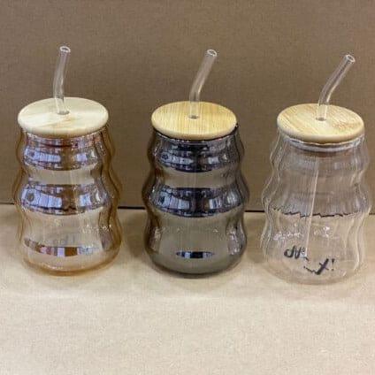 Premum Bamboo Lid Glass Mug with Straw - Eco-Friendly Drinkware - Clarify.pk