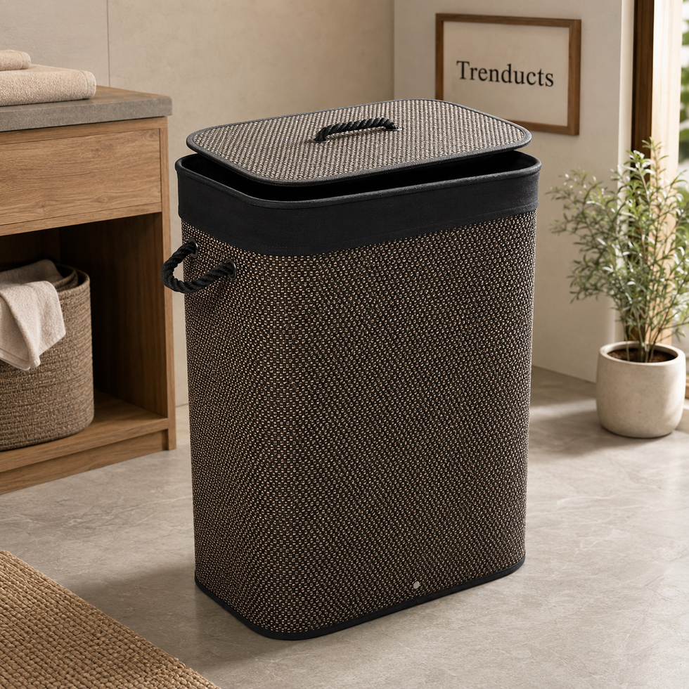 Premium Bamboo Rectangular Laundry Basket