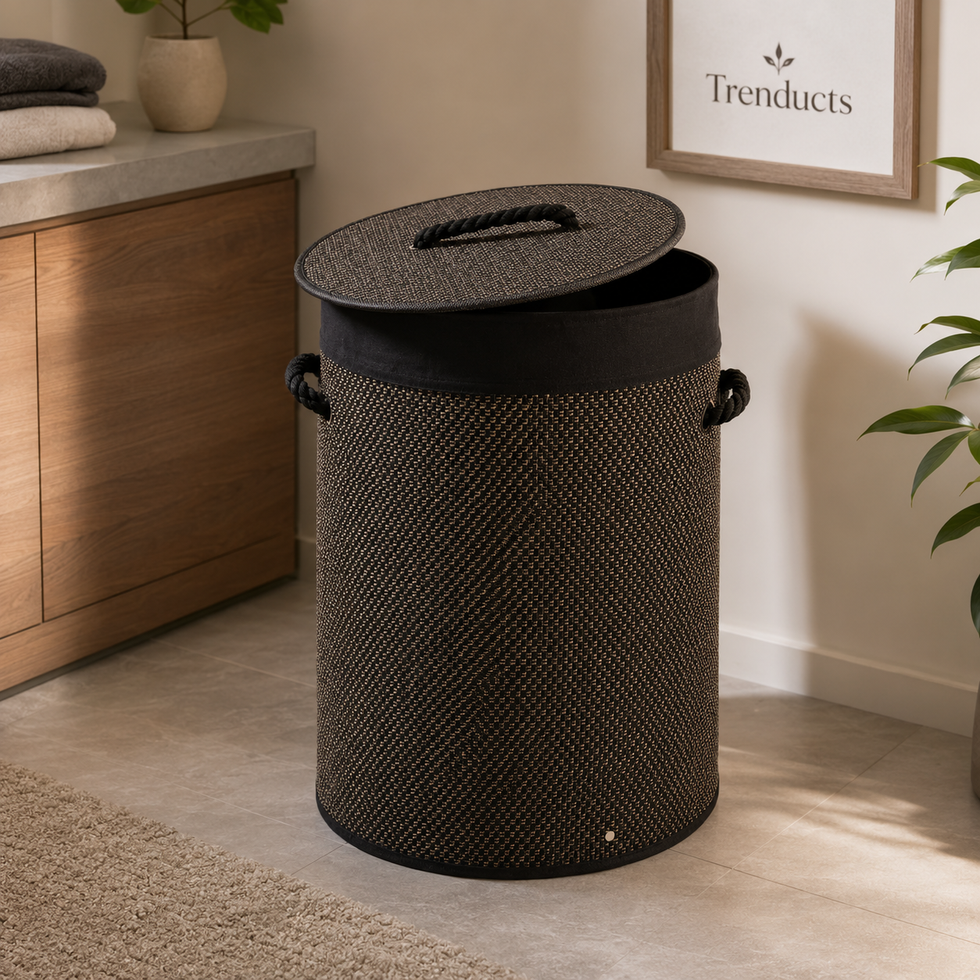 Premium Bamboo Round Laundry Basket