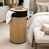 Premium Bamboo Round Laundry Basket