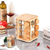 Bamboo Spice Rack Organizer with Glass Jars - Clarify.pk