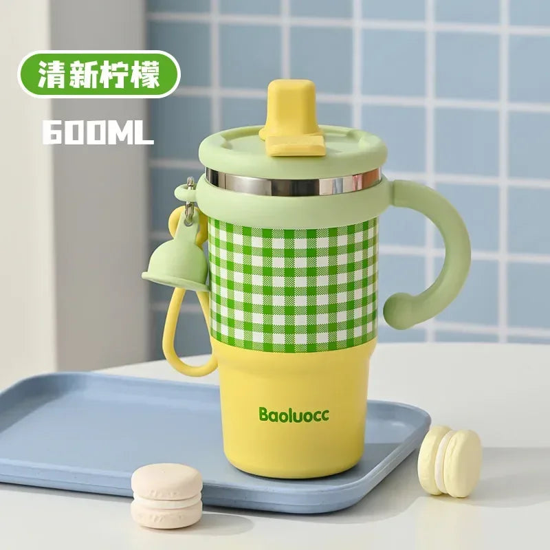 600ml Stainless Steel Kids Thermos with Handle - Clarify.pk