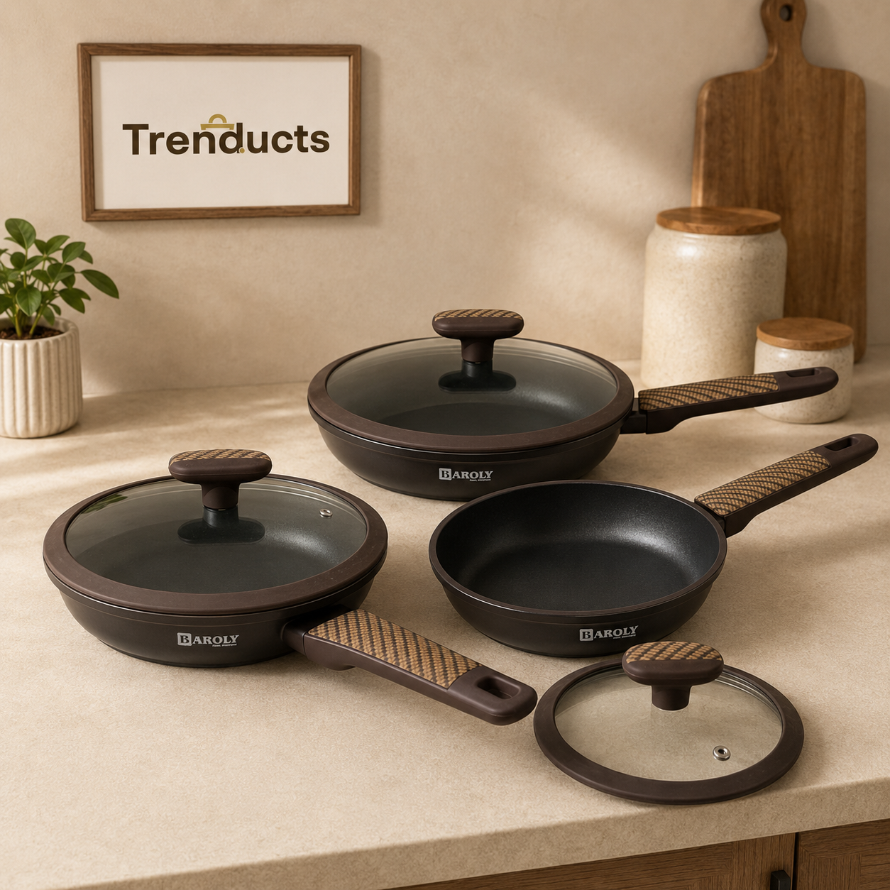 Baroly Premium Fry Pan with Glass Lid
