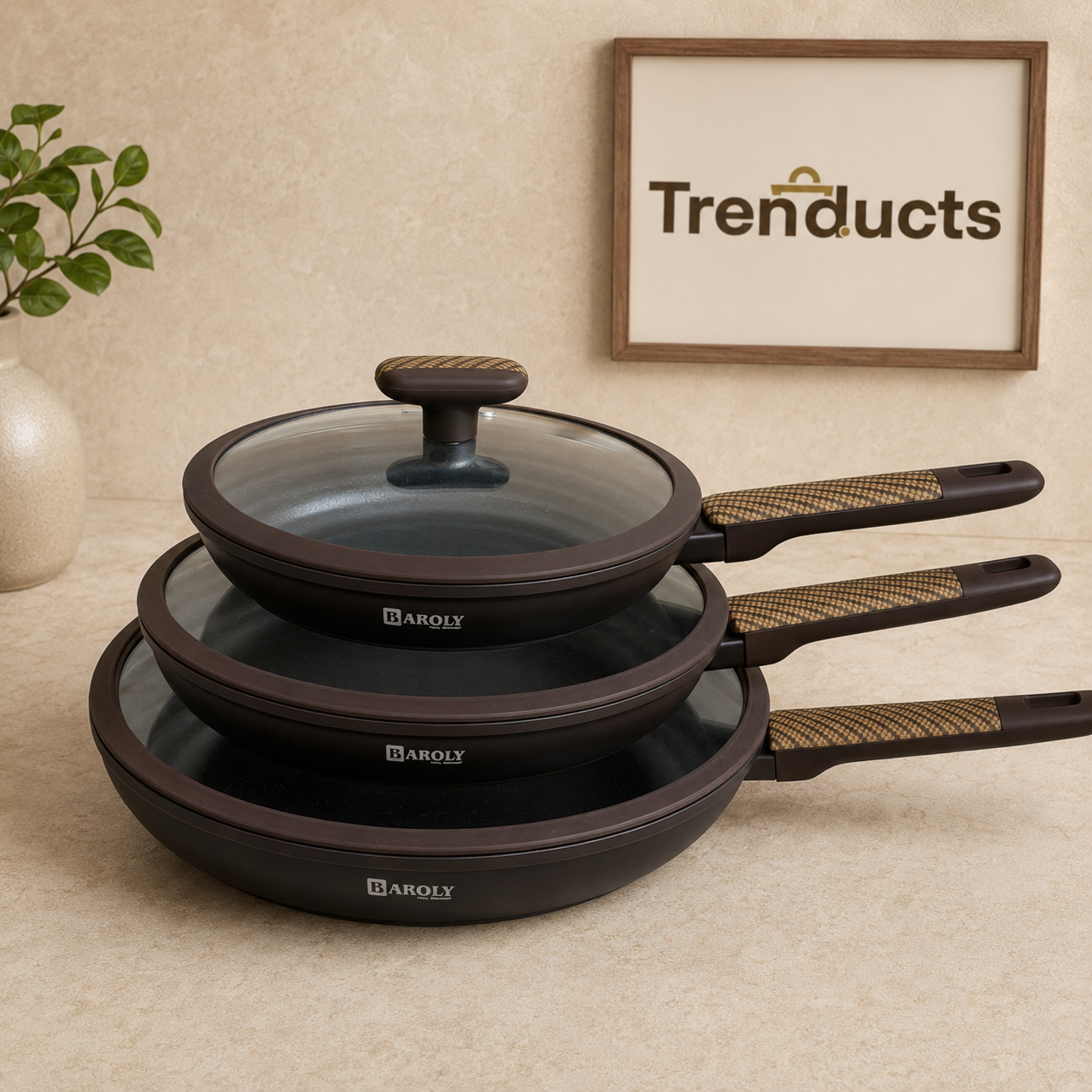 Baroly Premium Fry Pan with Glass Lid