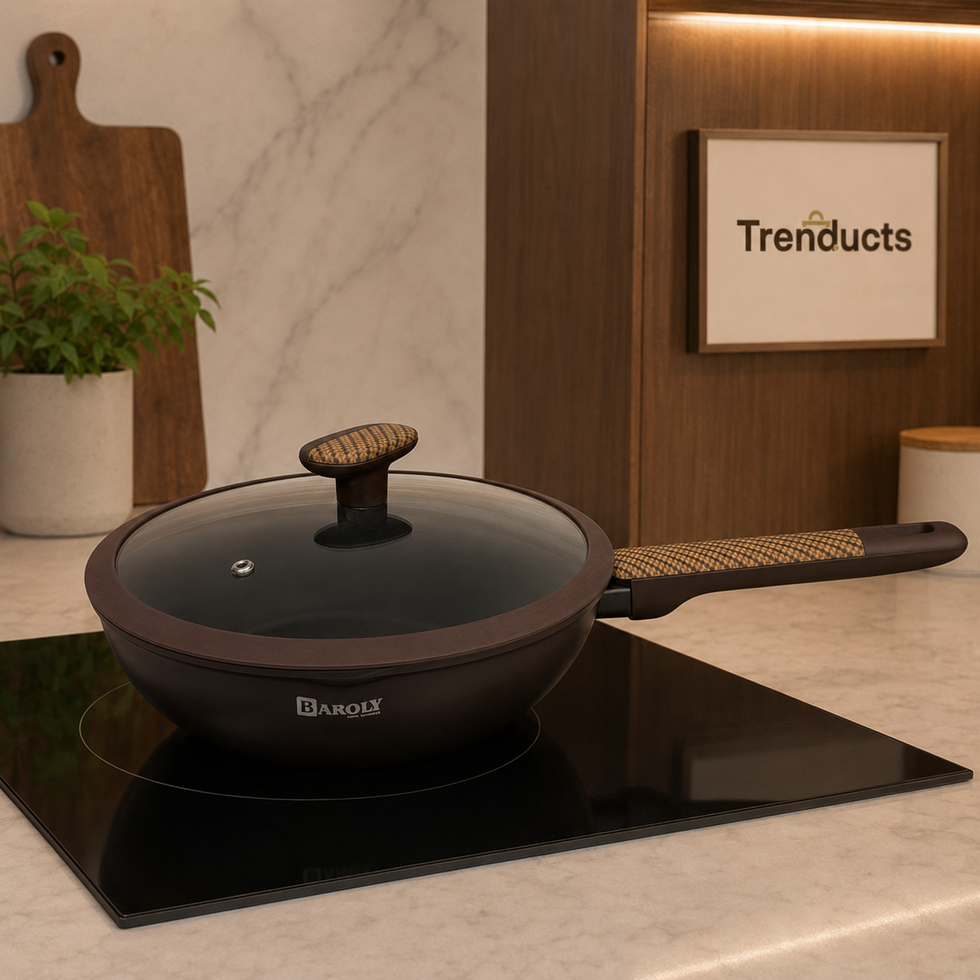 Baroly Deep Cooking Wok with Glass Lid