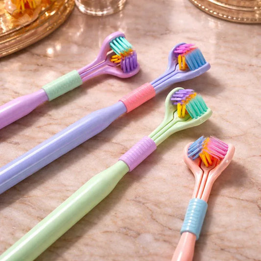 3-Sided Toothbrush with Tongue Cleaner – Soft Bristles - Clarify.pk