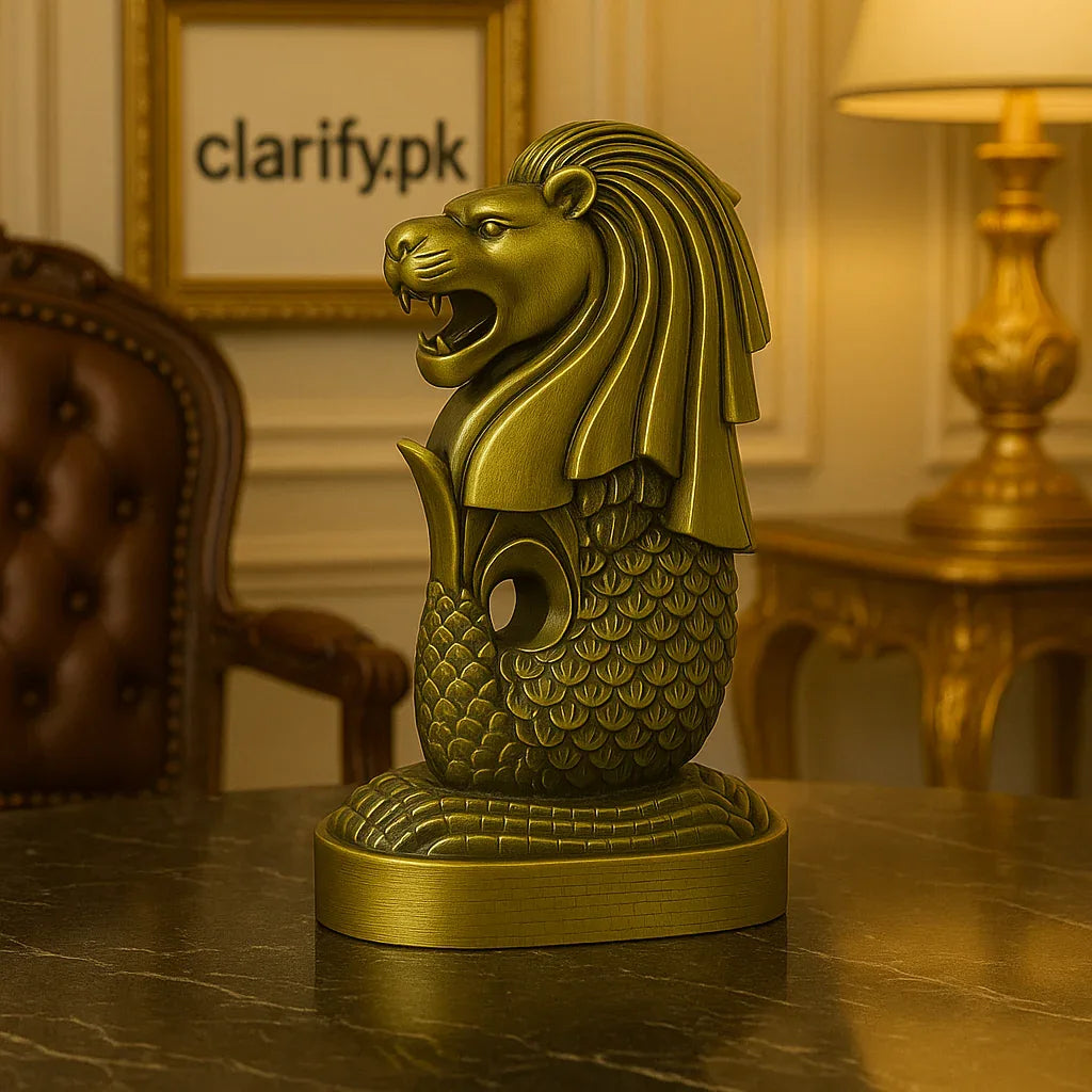 Metal Singapore Lion Fountain Showpiece – Premium Decor Model - Clarify.pk