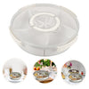 360° Rotatable Clear Snack Tray – Multi-Grid Storage Organizer
