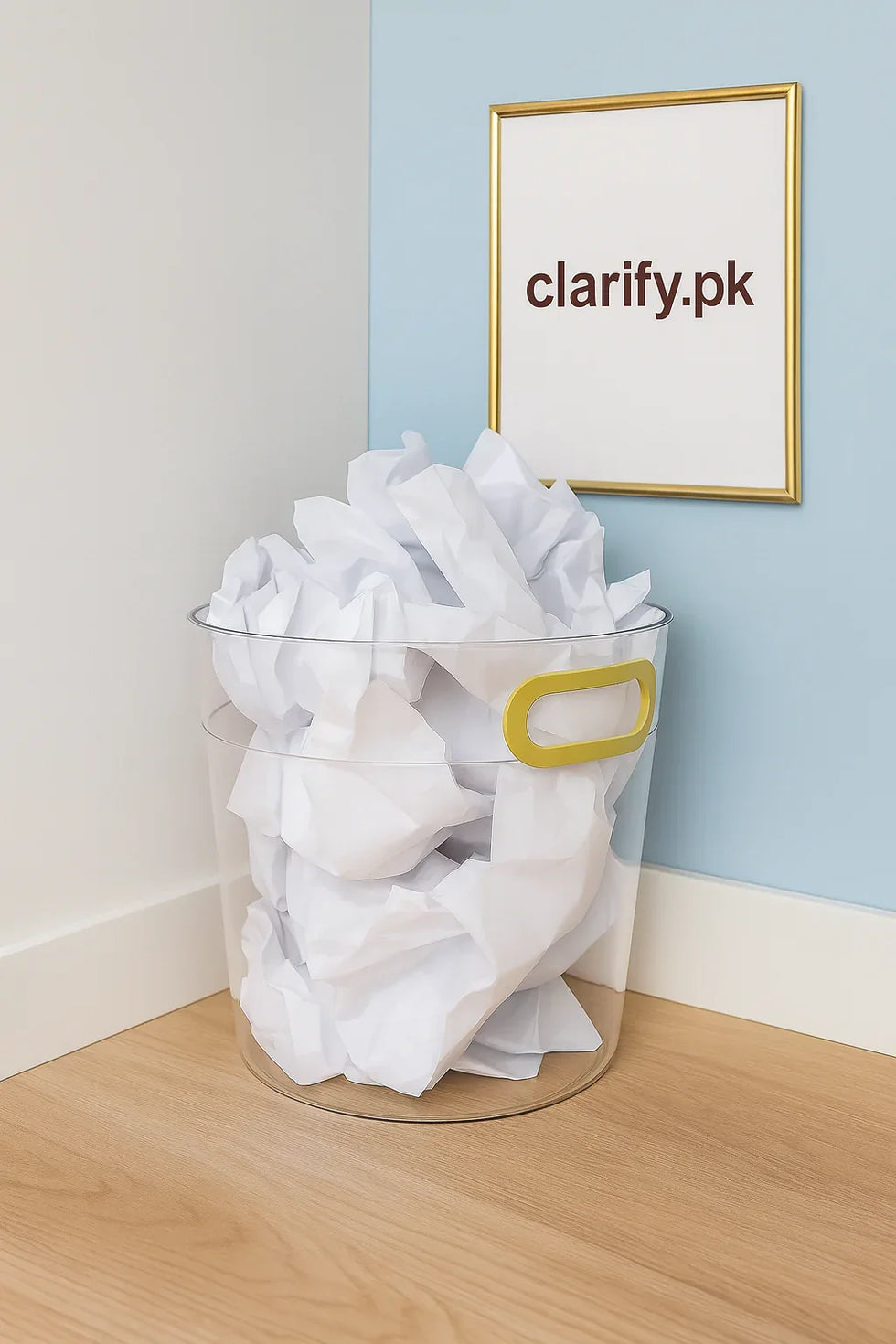 ایکریلک ویسٹ پیپر بن – 10” شفاف ردی کی ٹوکری