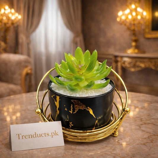 Luxury Metal Ceramic Plant Pot – Table Décor