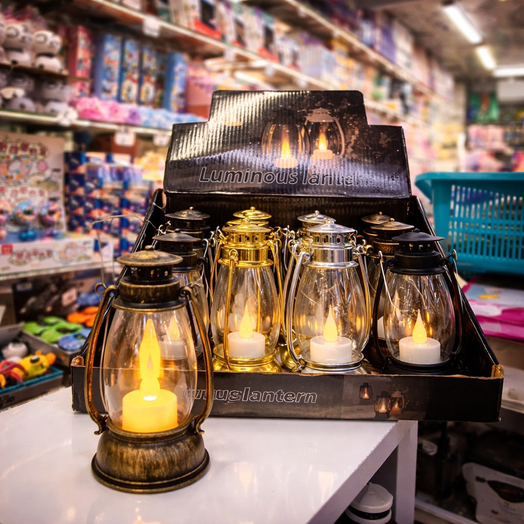 Vintage Style LED Luminous Lantern – Antique Decorative Lamp (EACH)