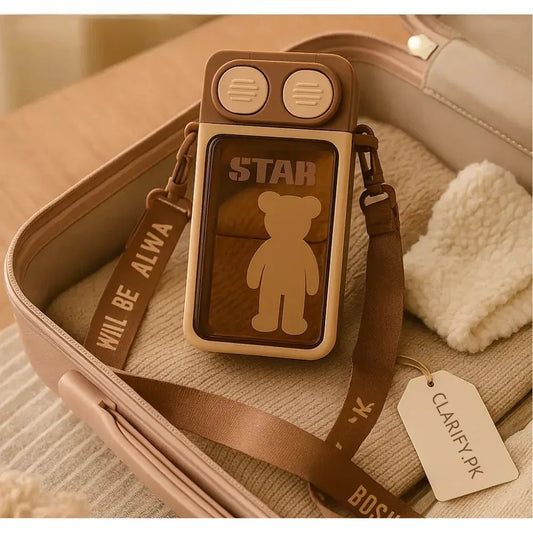 Bear Themed Water Bottle with Strap - Clarify.pk