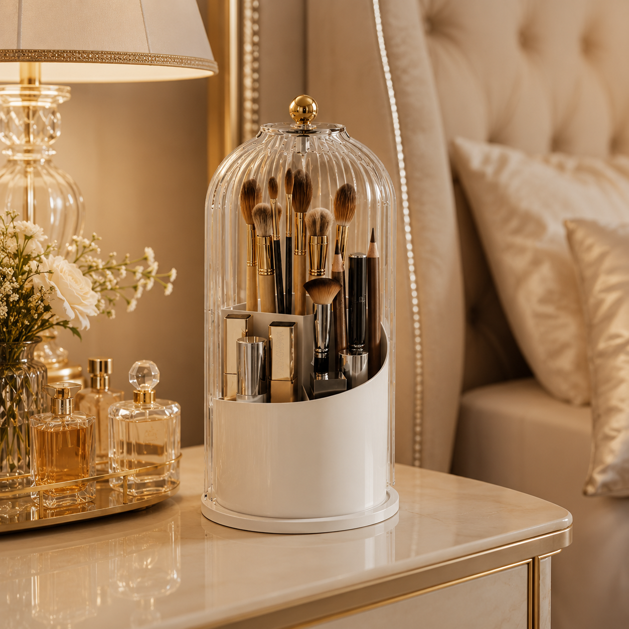 Acrylic Makeup Brush Organizer – Stylish Holder for Beauty Tools