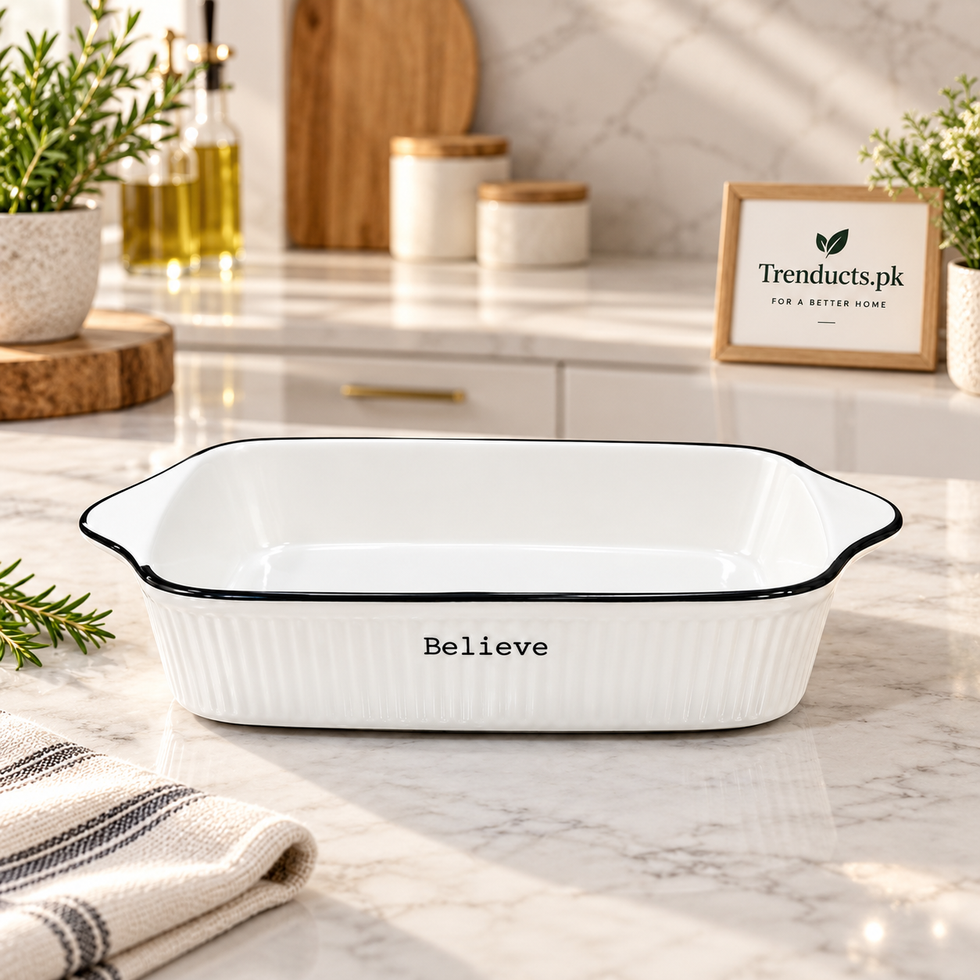 Believe Rectangular Ceramic Baking Dish with Handles